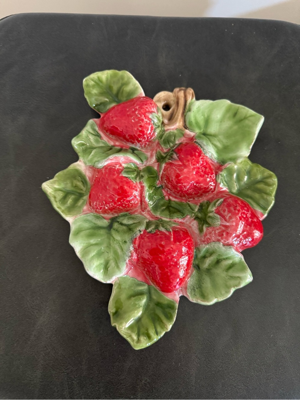 Vintage Decorative Strawberry Ceramic Wall Plaque - Red & Green